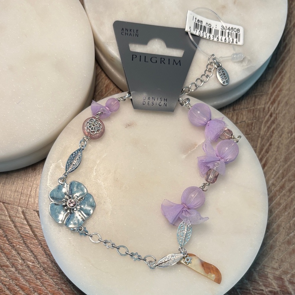 (#86) Pilgrim Silver and Lavender Bracelet